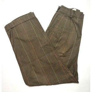 PERRY ELLIS Mens Dress Pants Plaid Pattern 100% Cotton Brown Size 31